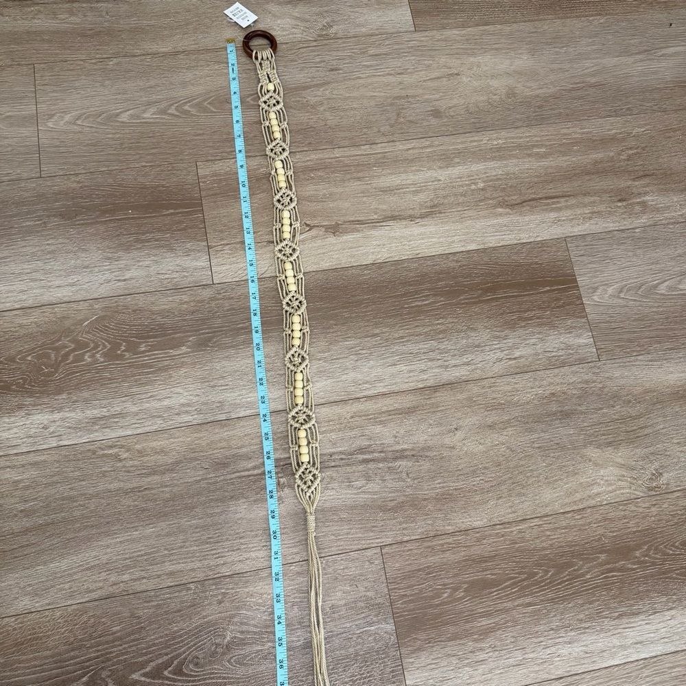 S O L D : Macrame Woven Rattan Straw Rope Braid Waist Belt O-Ring Wooden Buckle - Picture 13 of 15